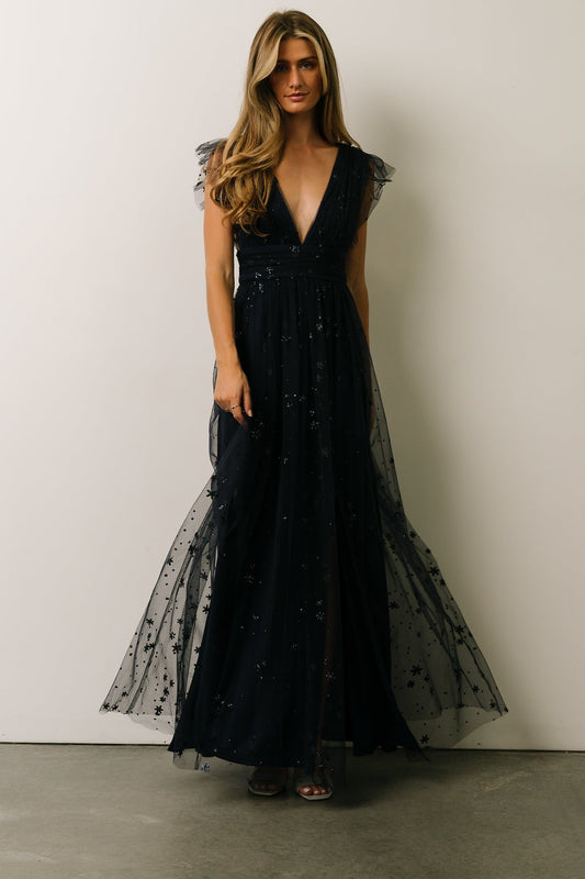 Nova Shimmer Maxi Dress | Navy - Baltic Born