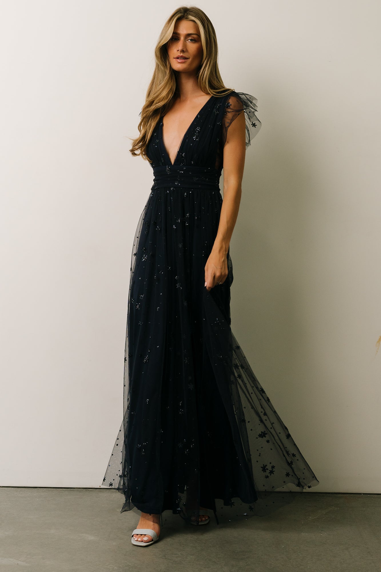 Nova Shimmer Maxi Dress | Navy - Baltic Born