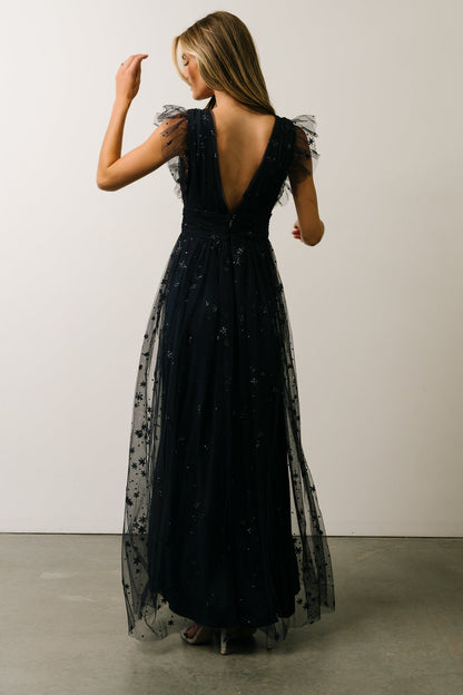 Nova Shimmer Maxi Dress | Navy - Baltic Born