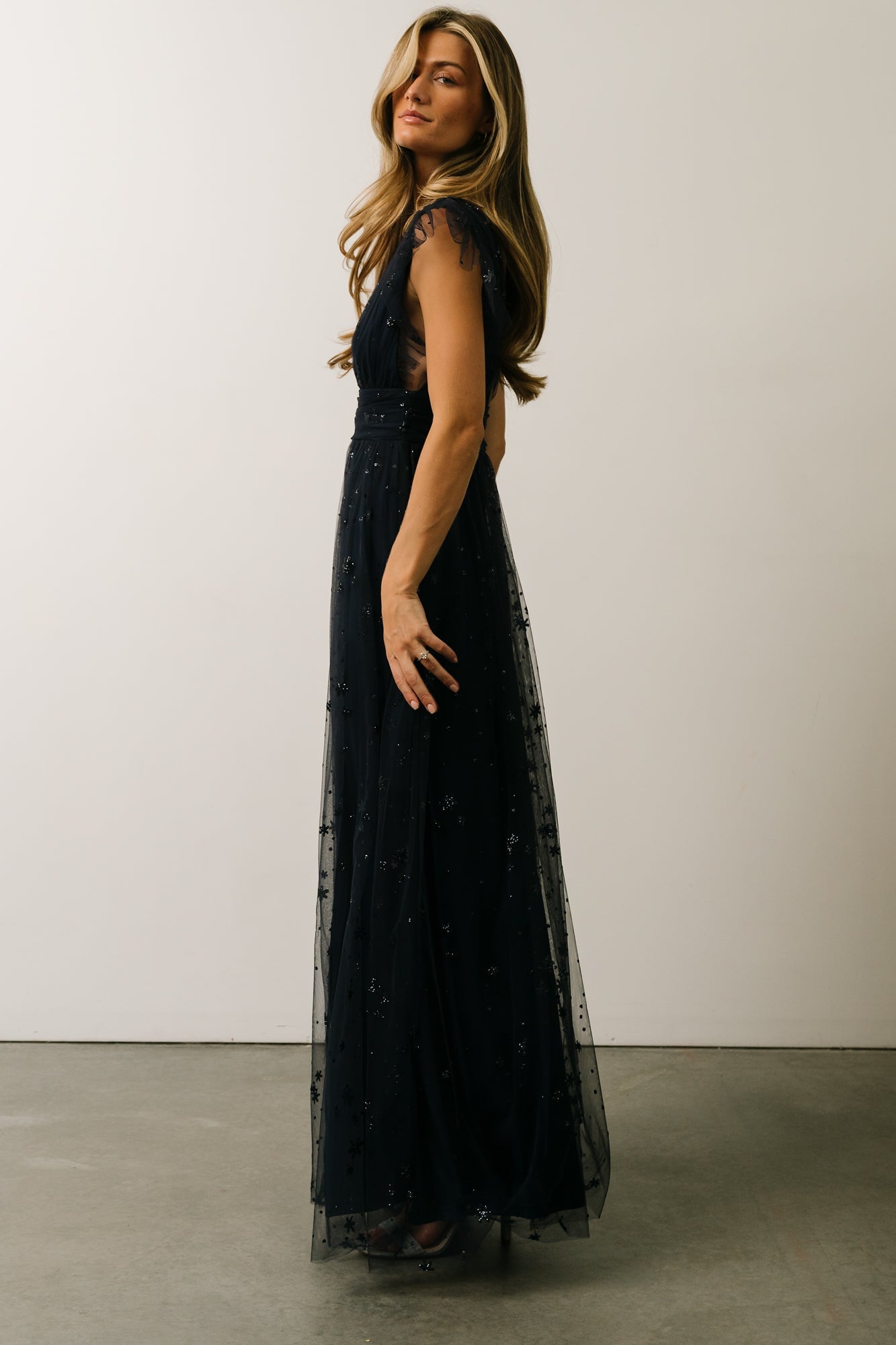 Nova Shimmer Maxi Dress | Navy - Baltic Born