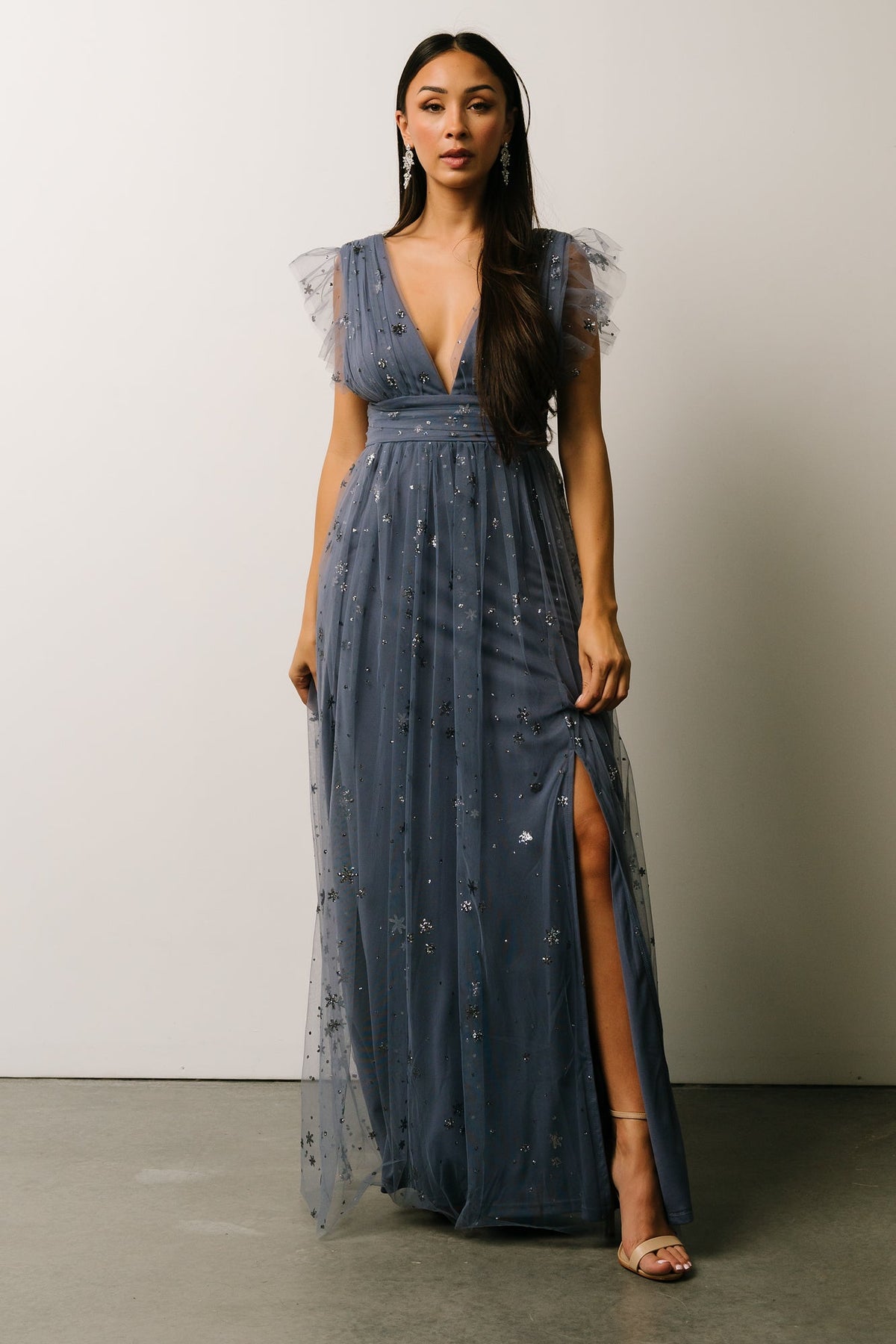 Nova Shimmer Maxi Dress | Slate Blue | Baltic Born