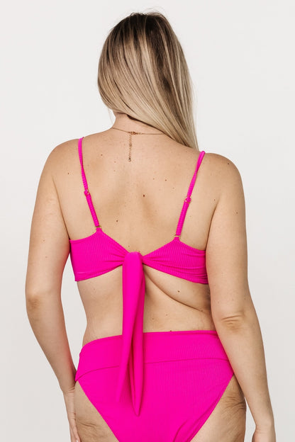 Oakland Ribbed Bikini Top | Pink - Baltic Born