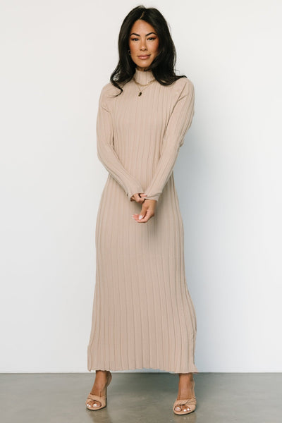 Oliver Ribbed Sweater Dress | Taupe | Baltic Born