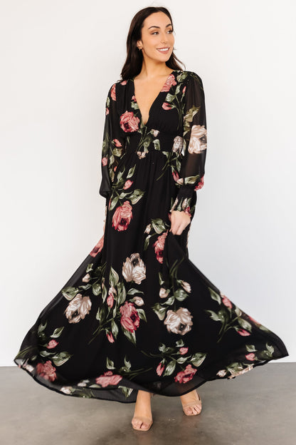 Olivia Maxi Dress | Black Rose Floral - Baltic Born