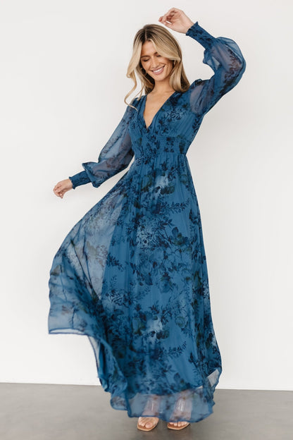 Olivia Maxi Dress | Deep Blue Floral - Baltic Born