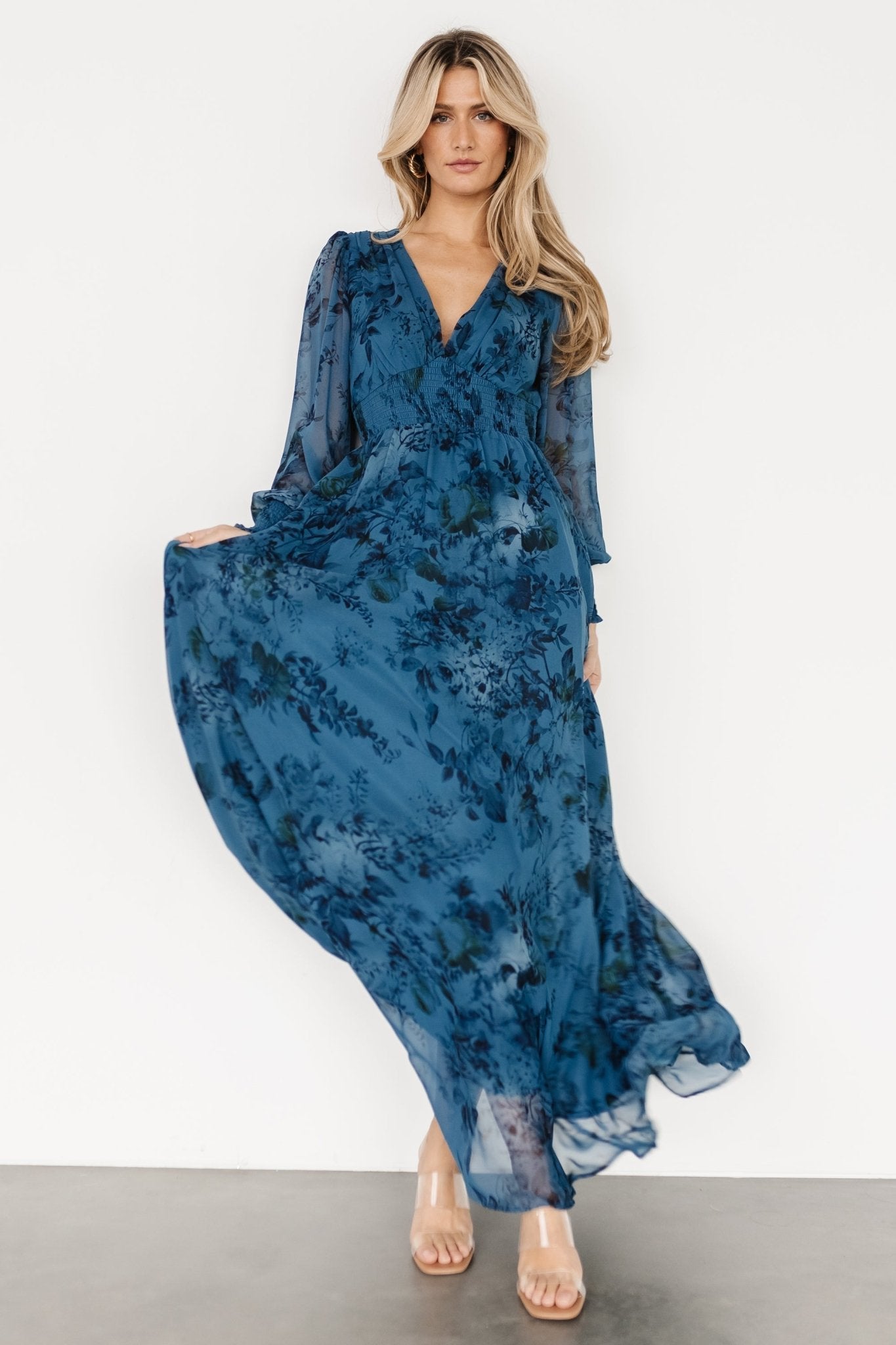 Olivia Maxi Dress | Deep Blue Floral - Baltic Born