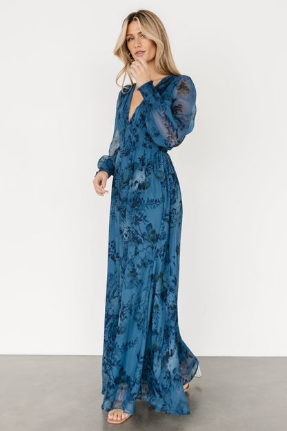 Olivia Maxi Dress | Deep Blue Floral - Baltic Born