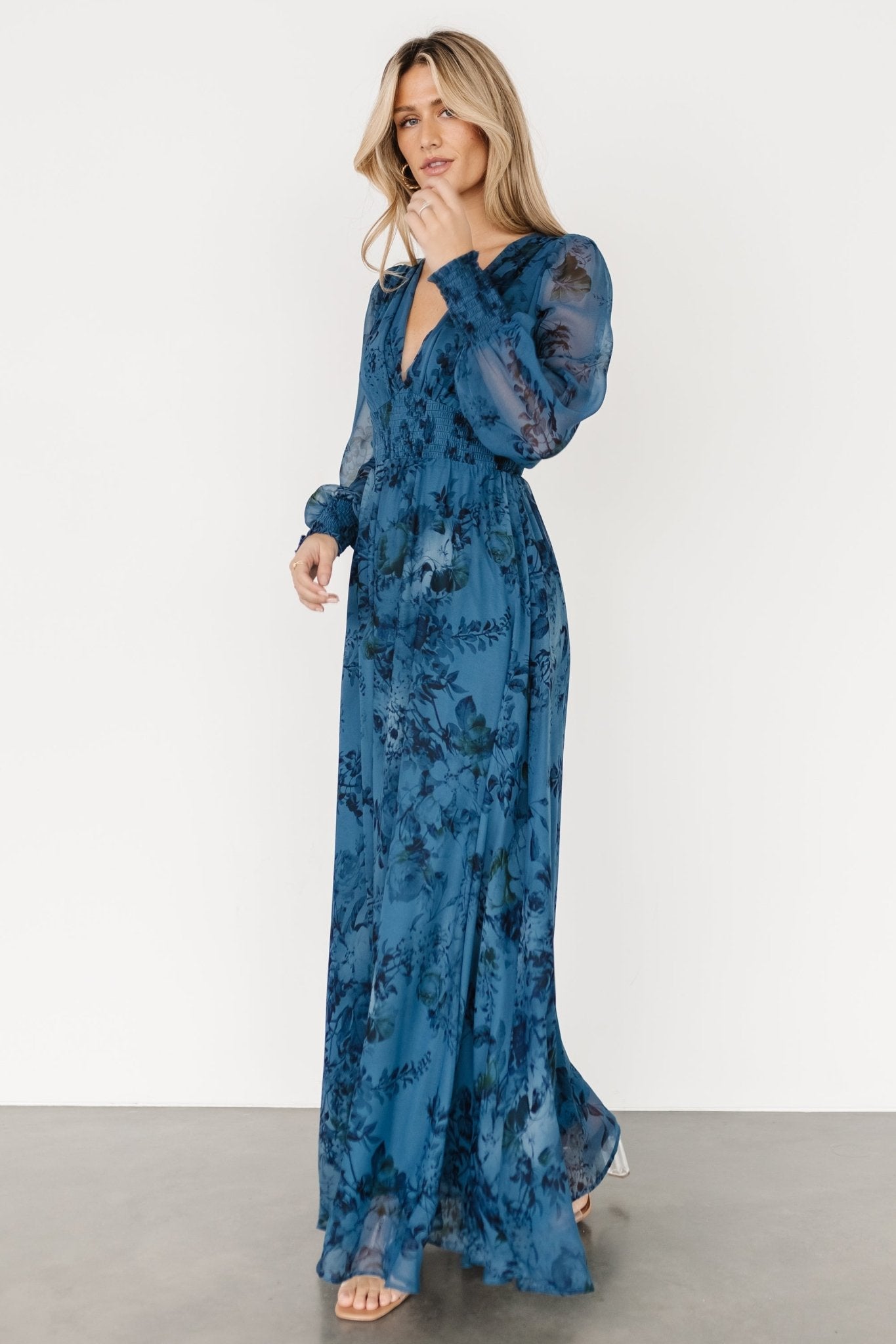 Olivia Maxi Dress | Deep Blue Floral | Baltic Born