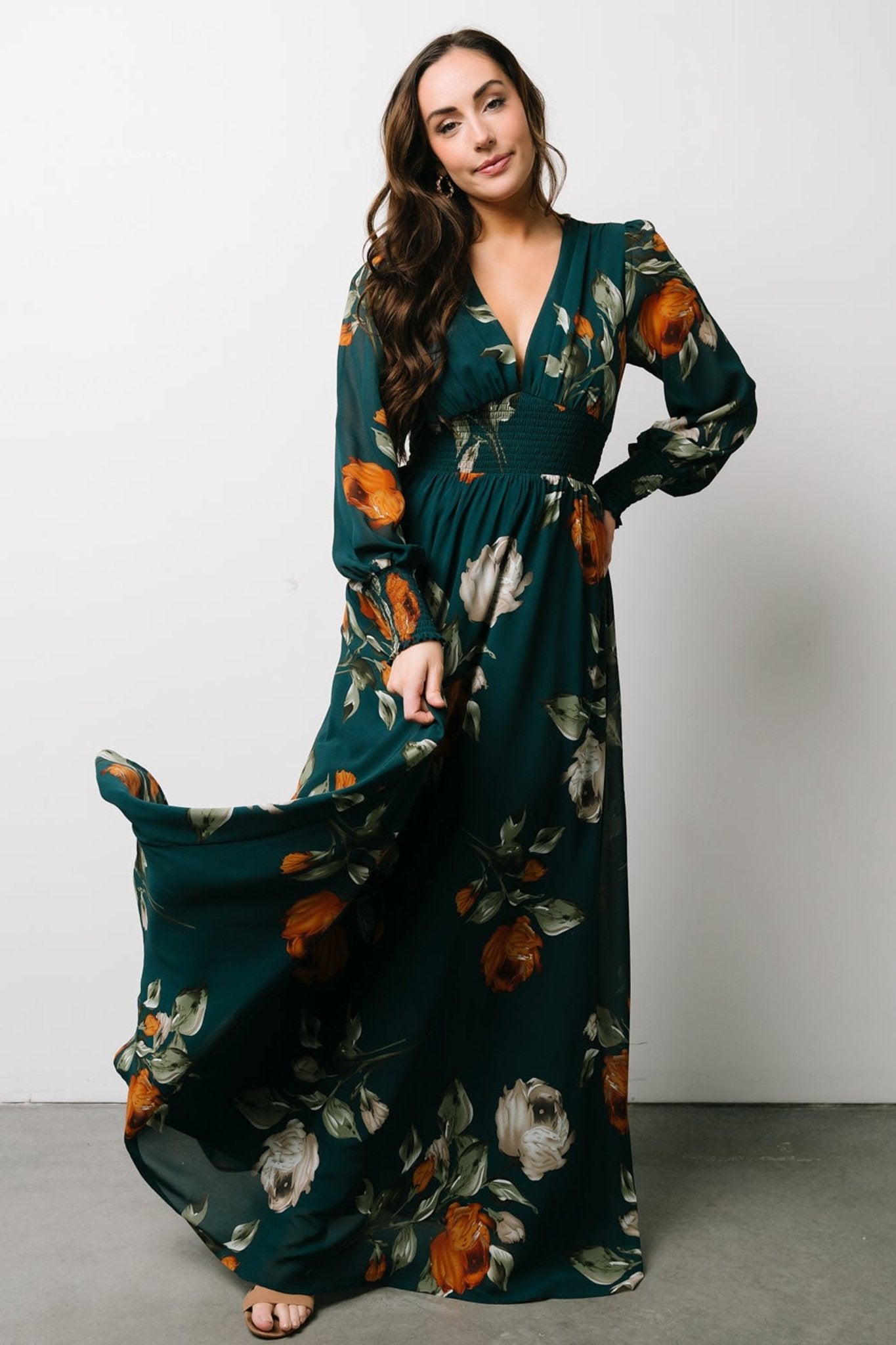Olivia Maxi Dress | Slate + Rust Floral | Baltic Born