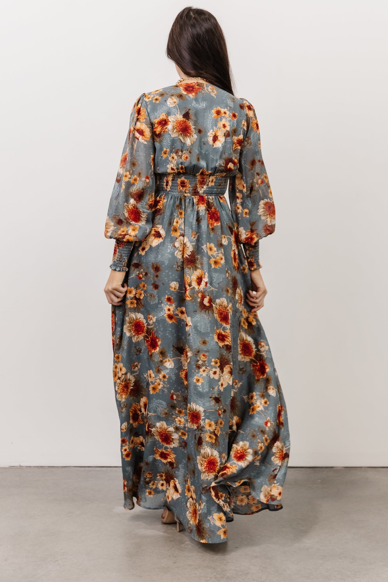 Olivia Maxi Dress | Slate + Rust Floral | Baltic Born