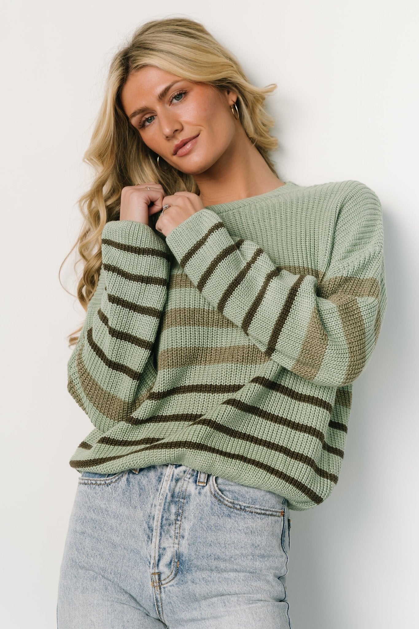 Oslo Striped Sweater | Dusty Olive - Baltic Born