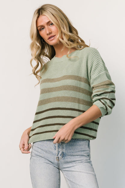 Oslo Striped Sweater | Dusty Olive - Baltic Born