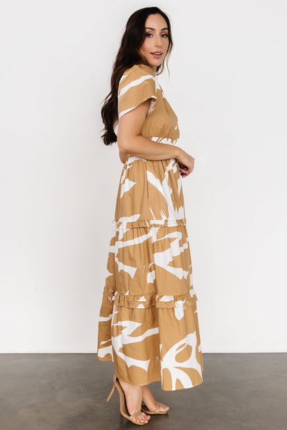 Palmer Tiered Maxi Dress | Camel + White - Baltic Born