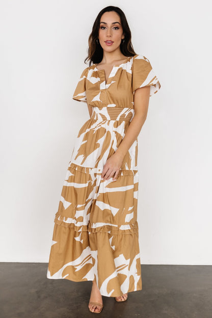 Palmer Tiered Maxi Dress | Camel + White - Baltic Born