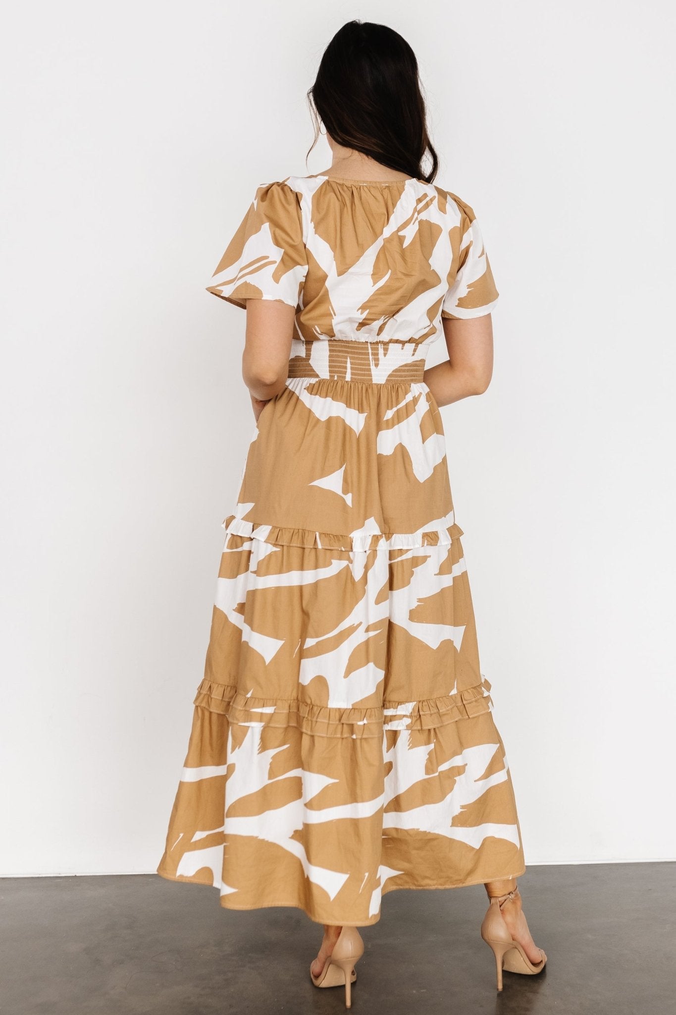 Palmer Tiered Maxi Dress | Camel + White - Baltic Born