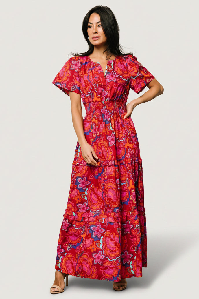 Baltic Born Womens Palmer Tiered Maxi Dress | Multi Floral