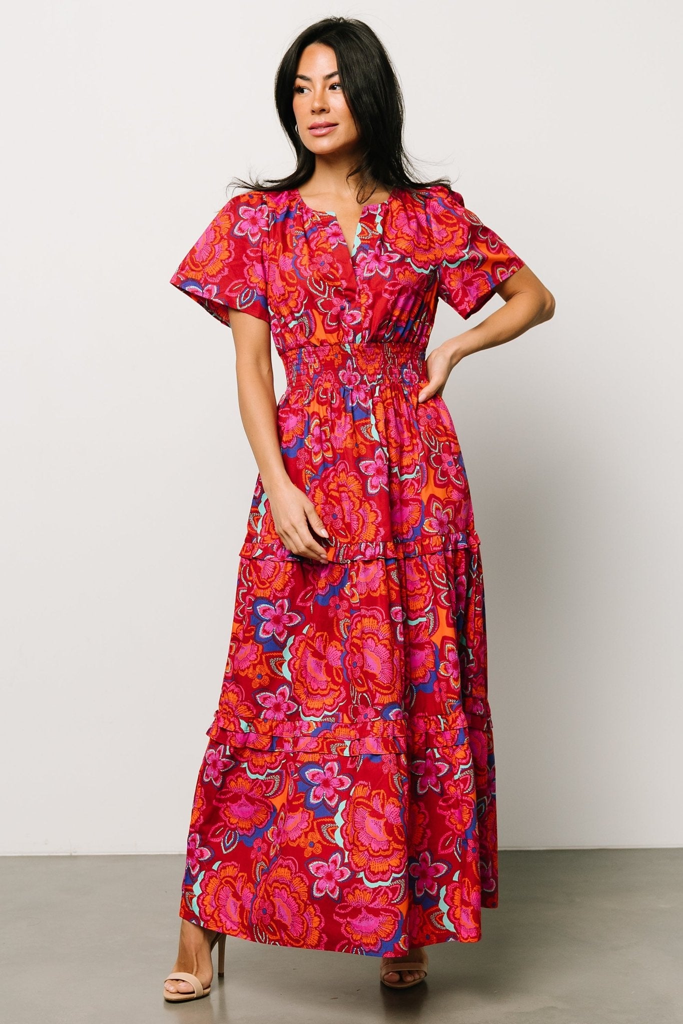 Palmer Tiered Maxi Dress | Multi Floral - Baltic Born