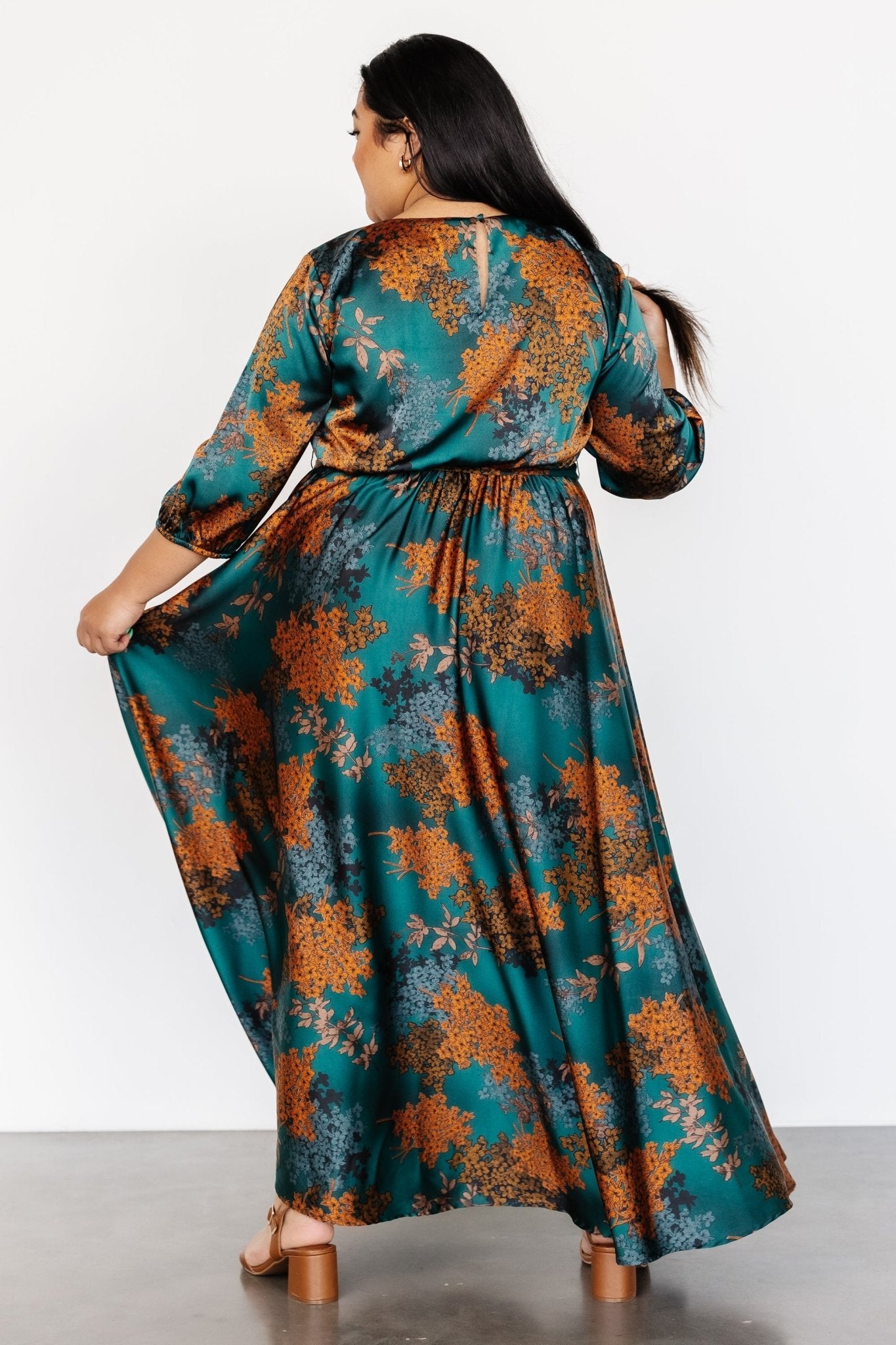 Paula Satin Maxi Dress | Jade Multi - Baltic Born