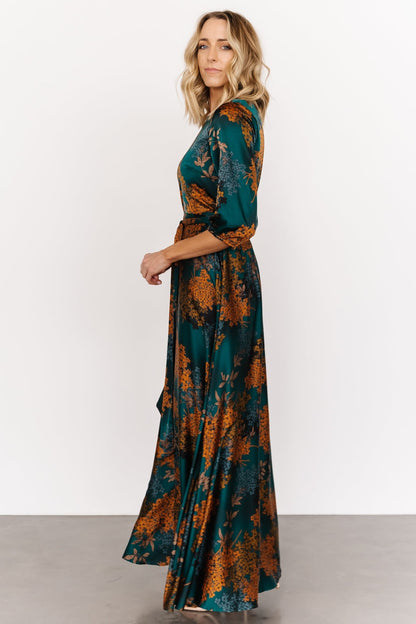 Paula Satin Maxi Dress | Jade Multi - Baltic Born