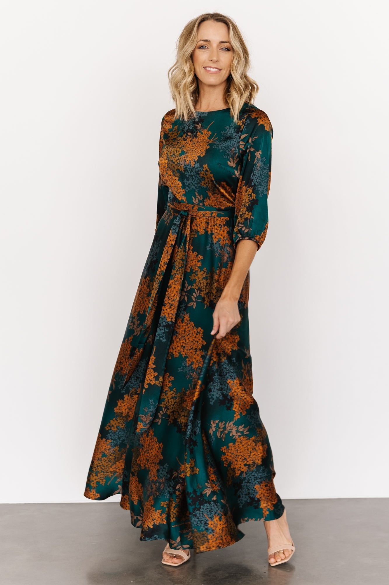 Paula Satin Maxi Dress | Jade Multi - Baltic Born