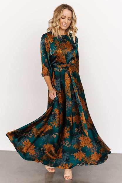 Paula Satin Maxi Dress | Jade Multi - Baltic Born