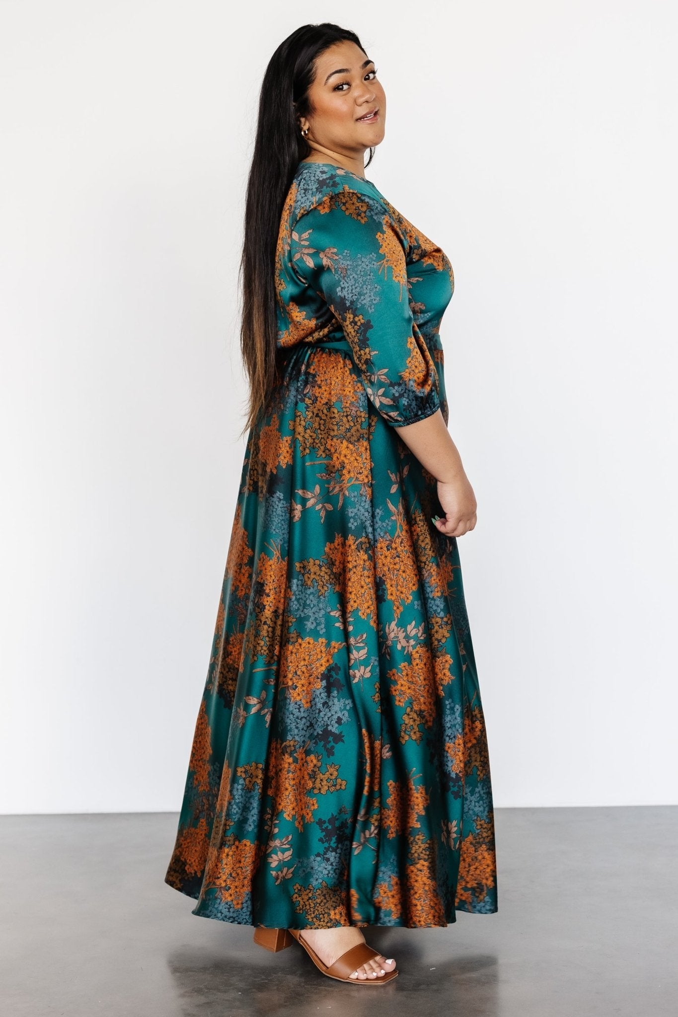 Paula Satin Maxi Dress | Jade Multi - Baltic Born