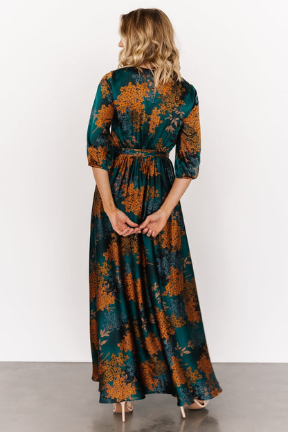 Paula Satin Maxi Dress | Jade Multi - Baltic Born