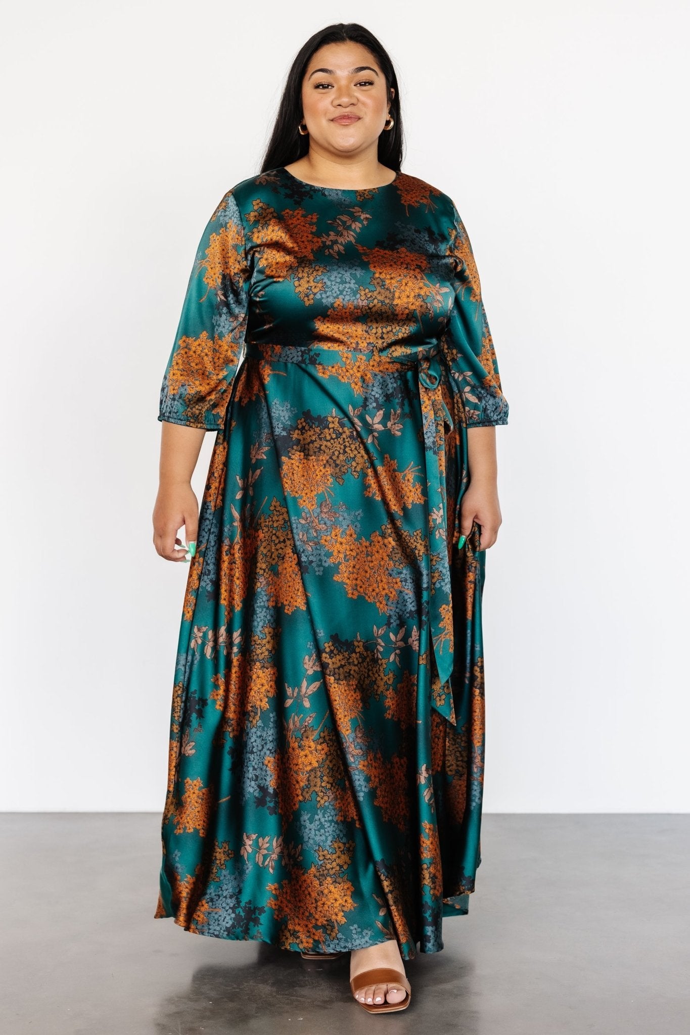 Paula Satin Maxi Dress | Jade Multi - Baltic Born