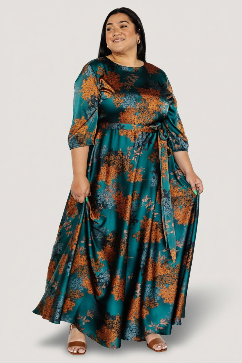 Paula Satin Maxi Dress | Jade Multi – Baltic Born