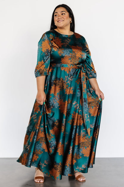 Paula Satin Maxi Dress | Jade Multi - Baltic Born