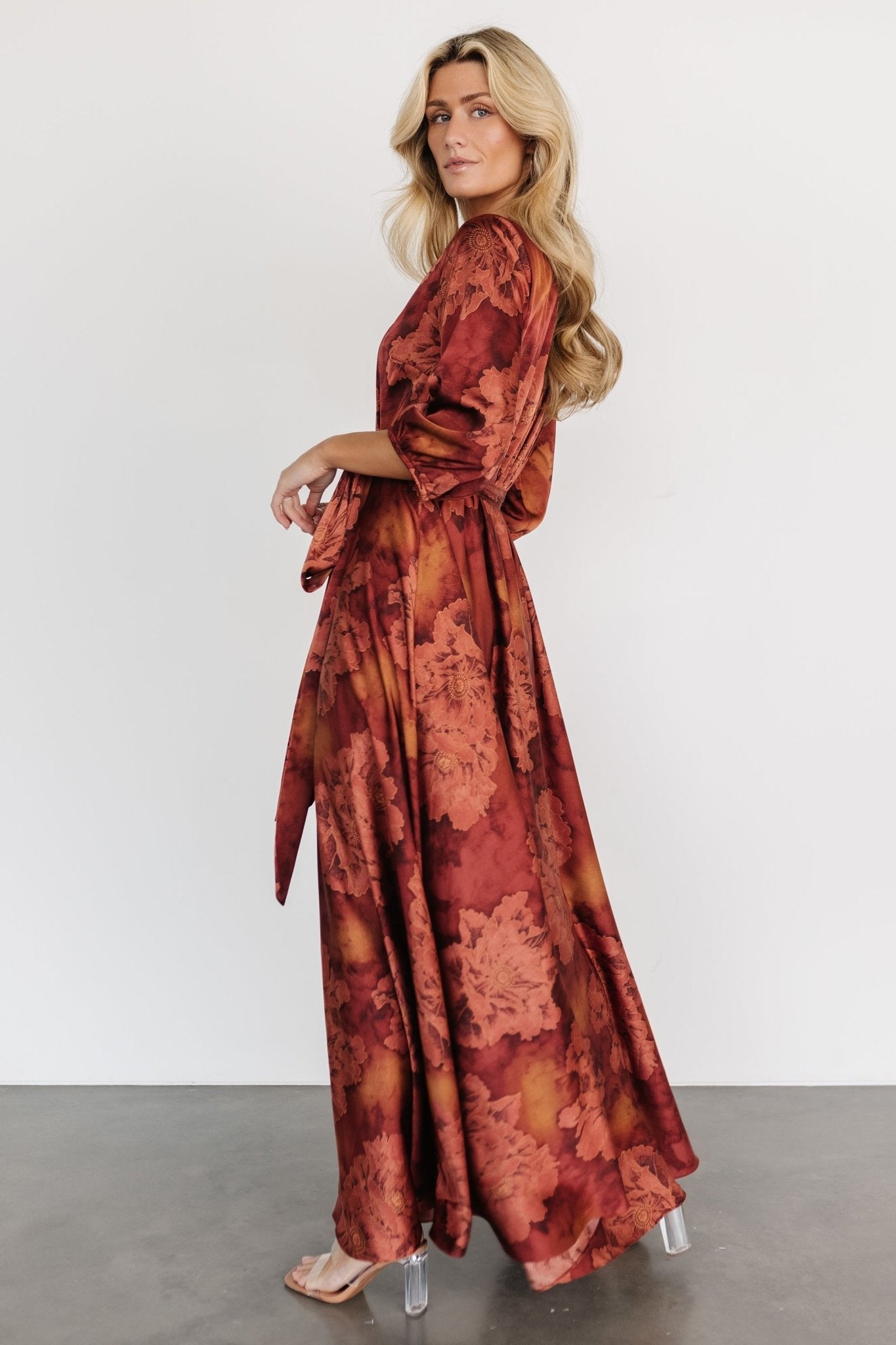 Paula Satin Maxi Dress | Terracotta Floral - Baltic Born