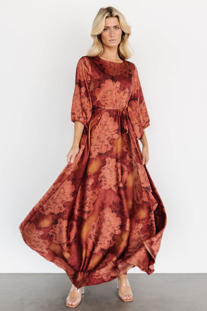 Paula Satin Maxi Dress | Terracotta Floral - Baltic Born