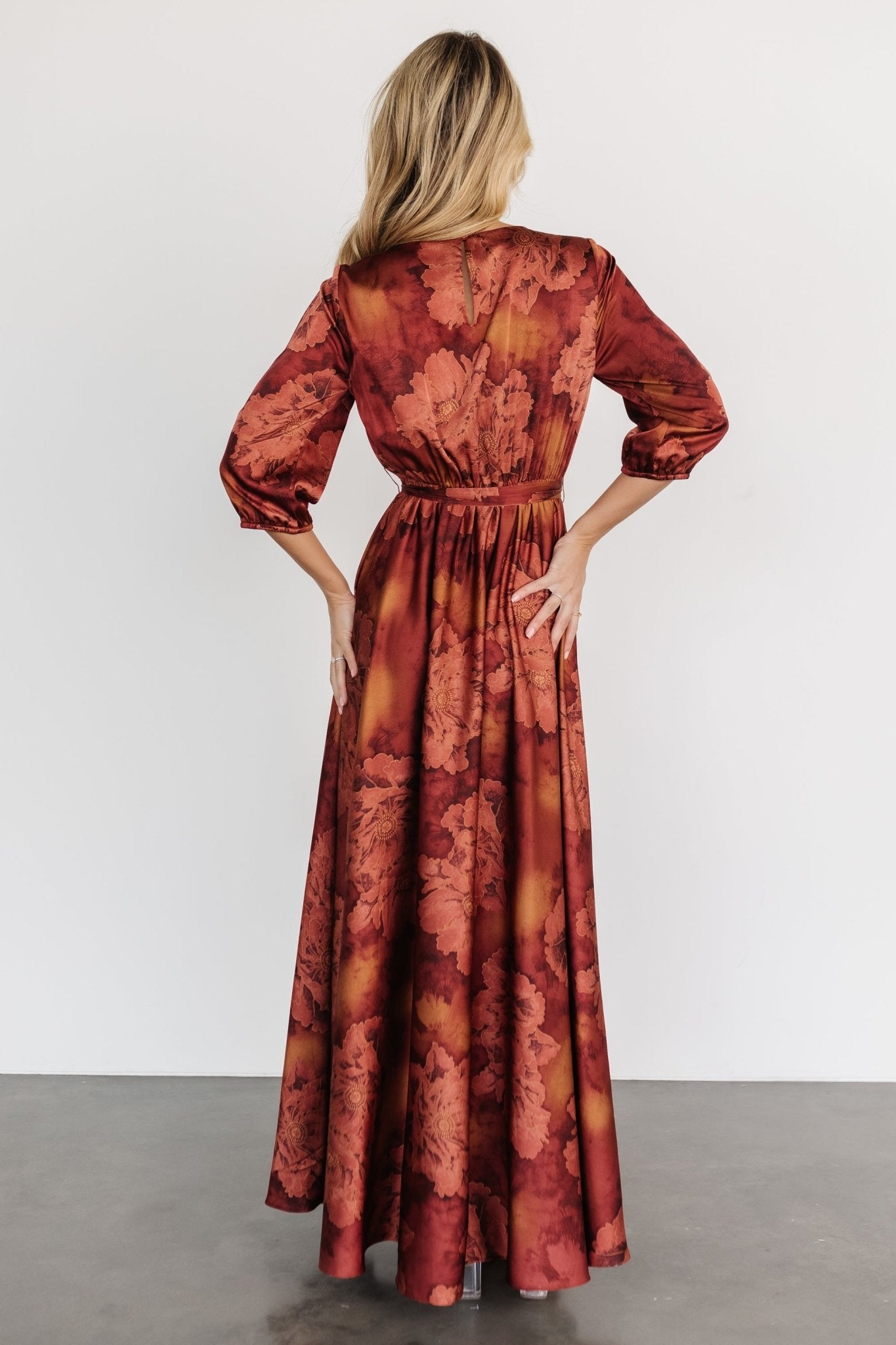 Paula Satin Maxi Dress | Terracotta Floral - Baltic Born