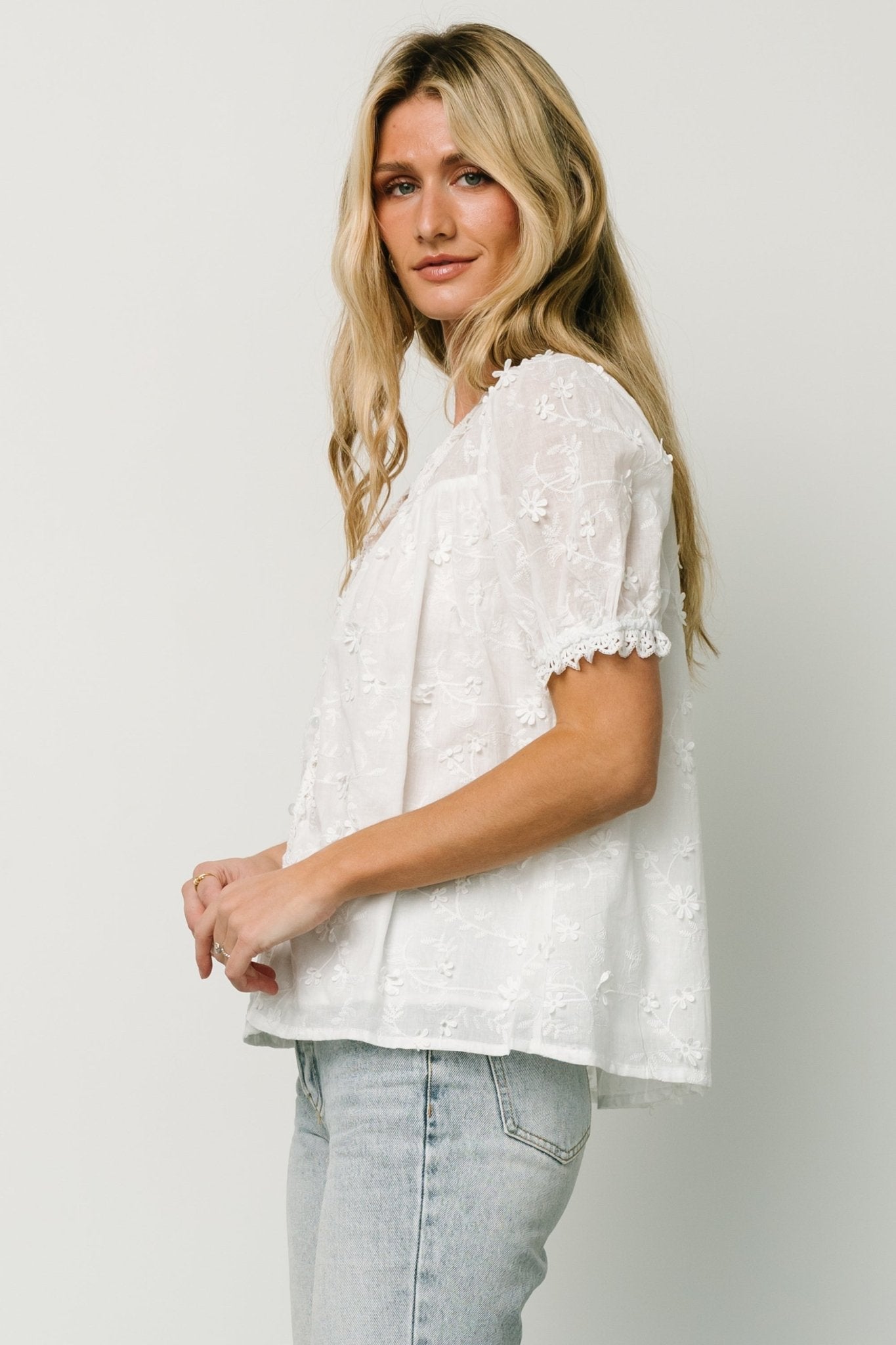 Pauline Embossed Top | Off White - Baltic Born