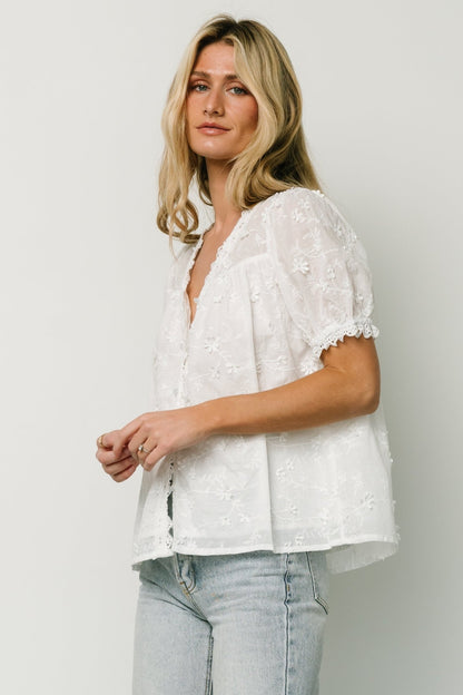 Pauline Embossed Top | Off White - Baltic Born