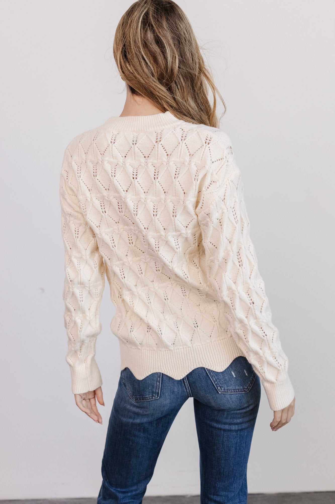 Perle Eyelet Scallop Sweater | Cream - Baltic Born