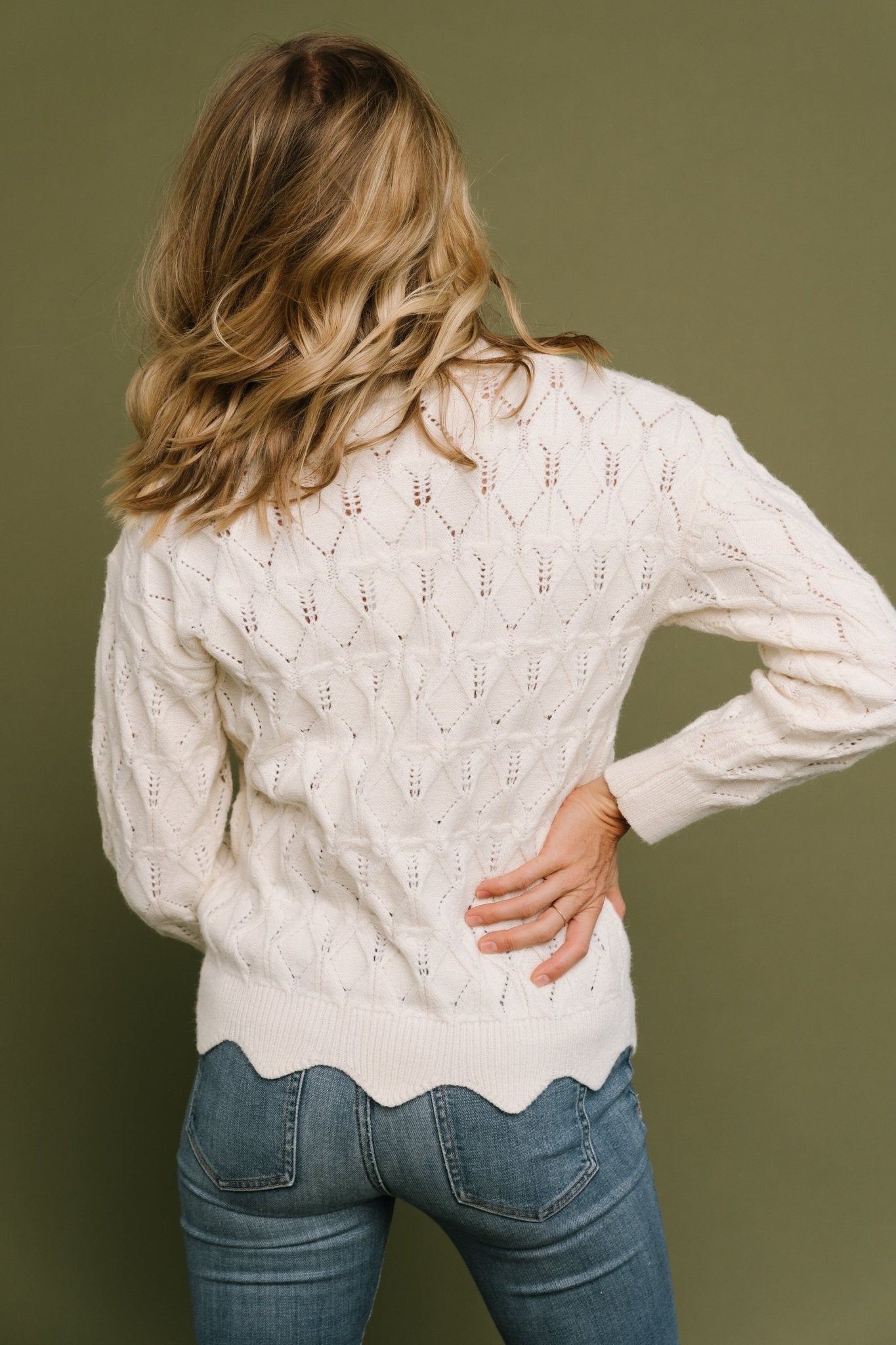 Perle Eyelet Scallop Sweater | Cream - Baltic Born