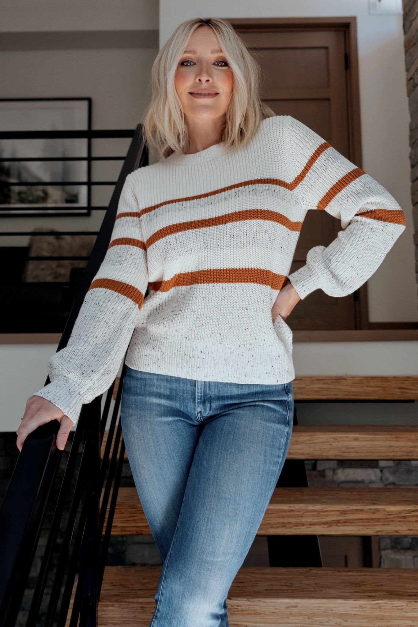 Peyton Striped Sweater | Cream + Camel | Baltic Born