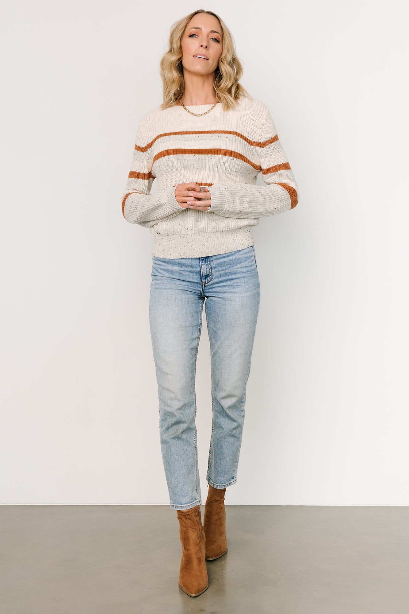 Peyton Striped Sweater | Cream + Camel - Baltic Born