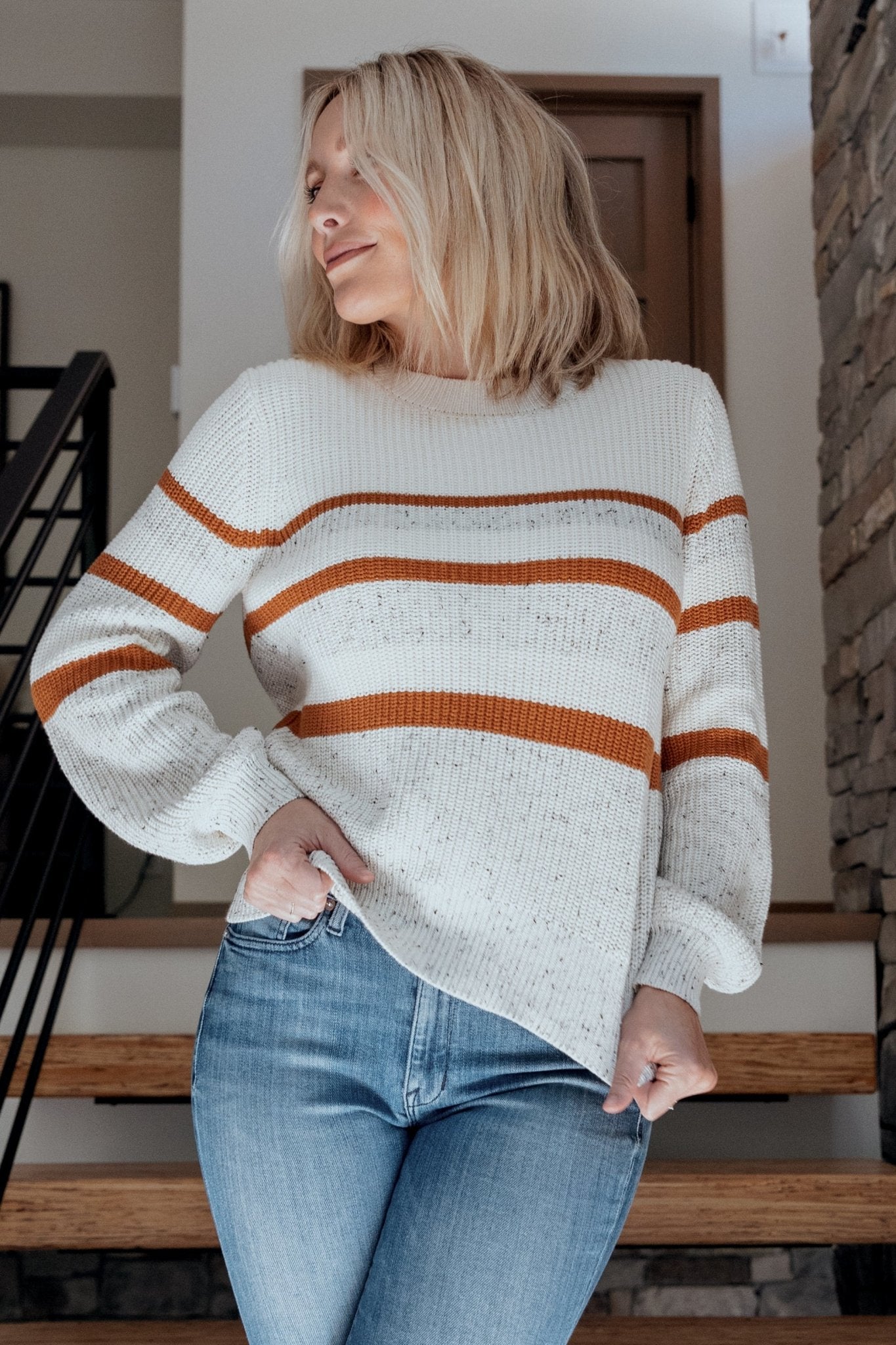 Peyton Striped Sweater | Cream + Camel - Baltic Born