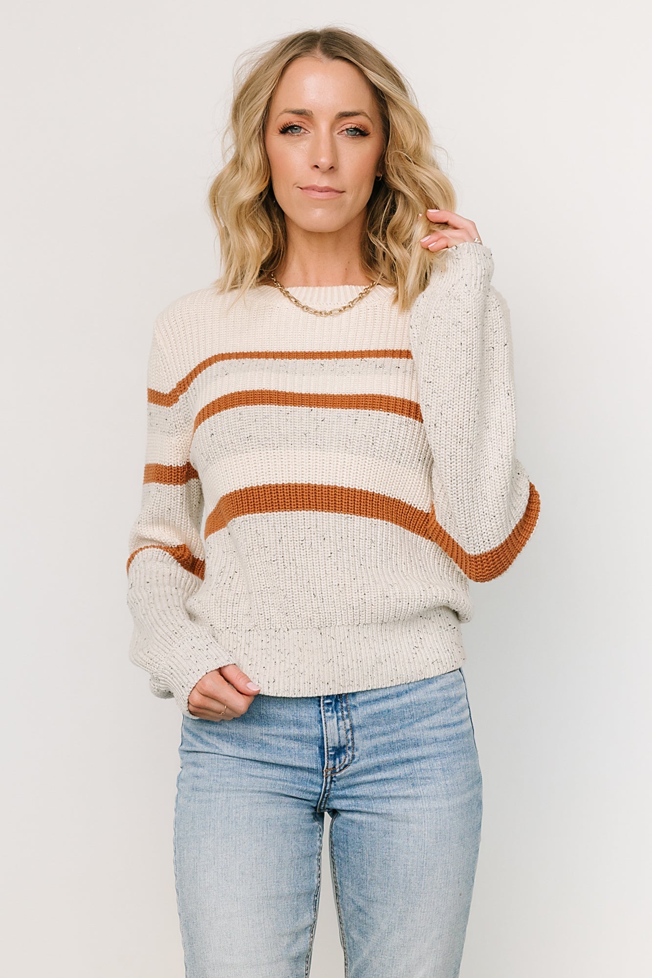 Peyton Striped Sweater | Cream + Camel - Baltic Born