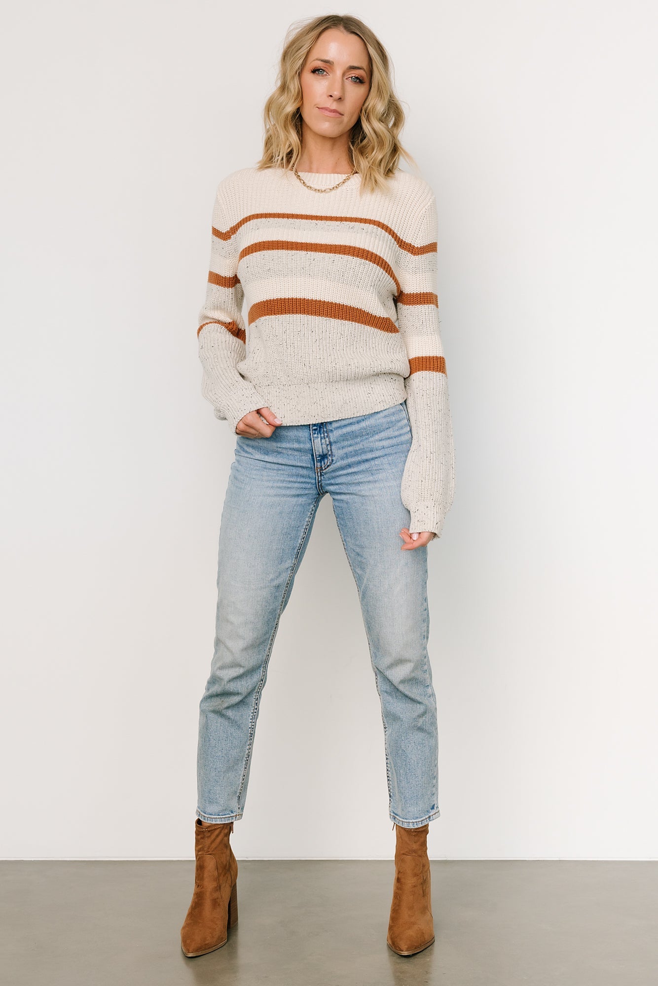 Peyton Striped Sweater | Cream + Camel - Baltic Born