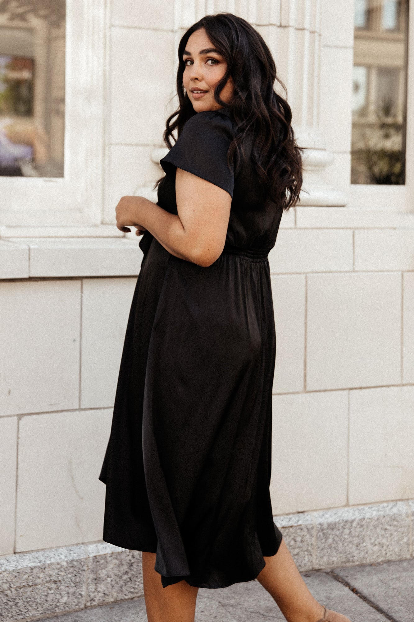 Always Falling Satin Ethnic Print Smocked Back Midi Dress main image 1