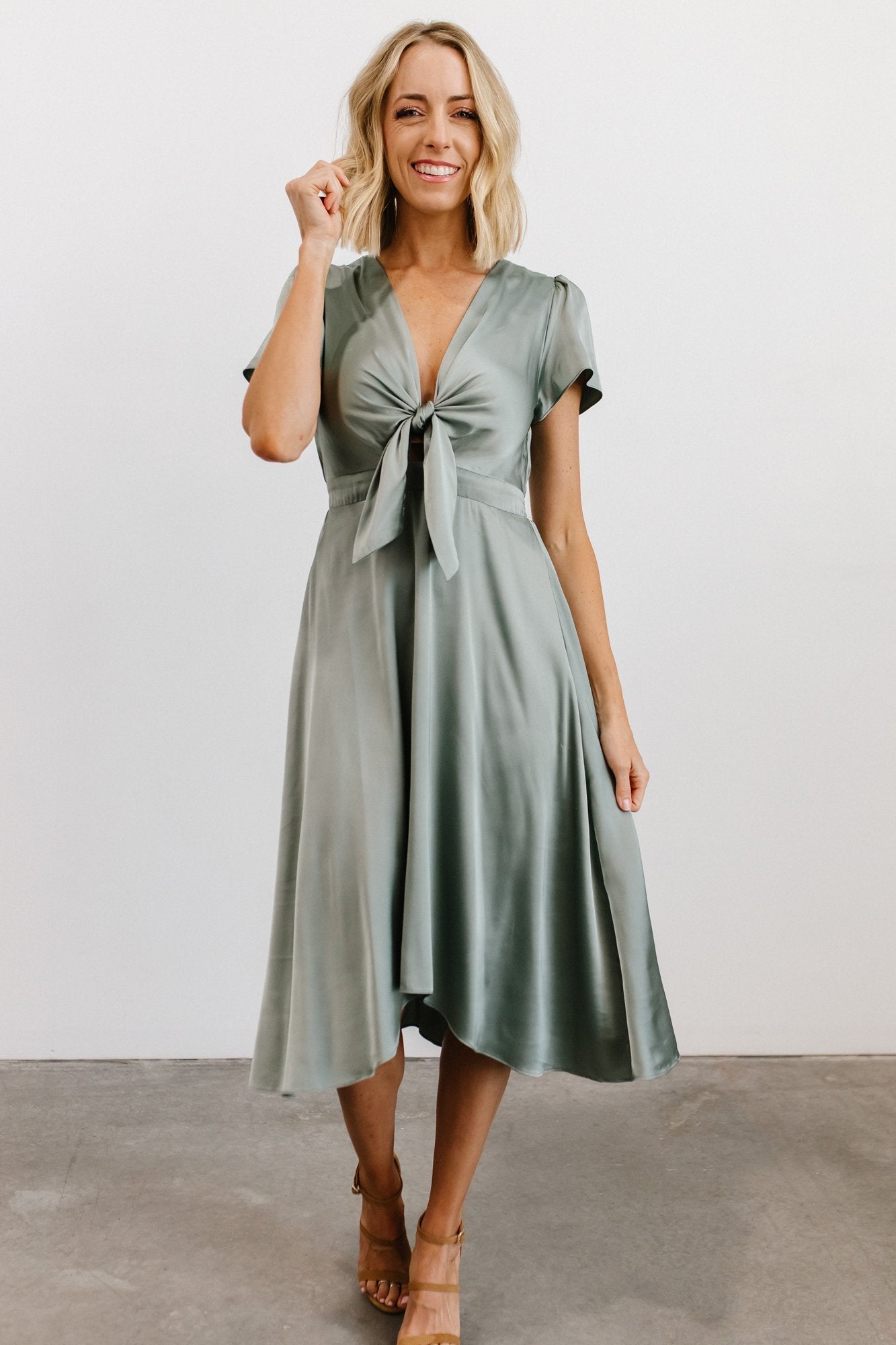 Poppy Satin Midi Dress | Winter Green | Baltic Born