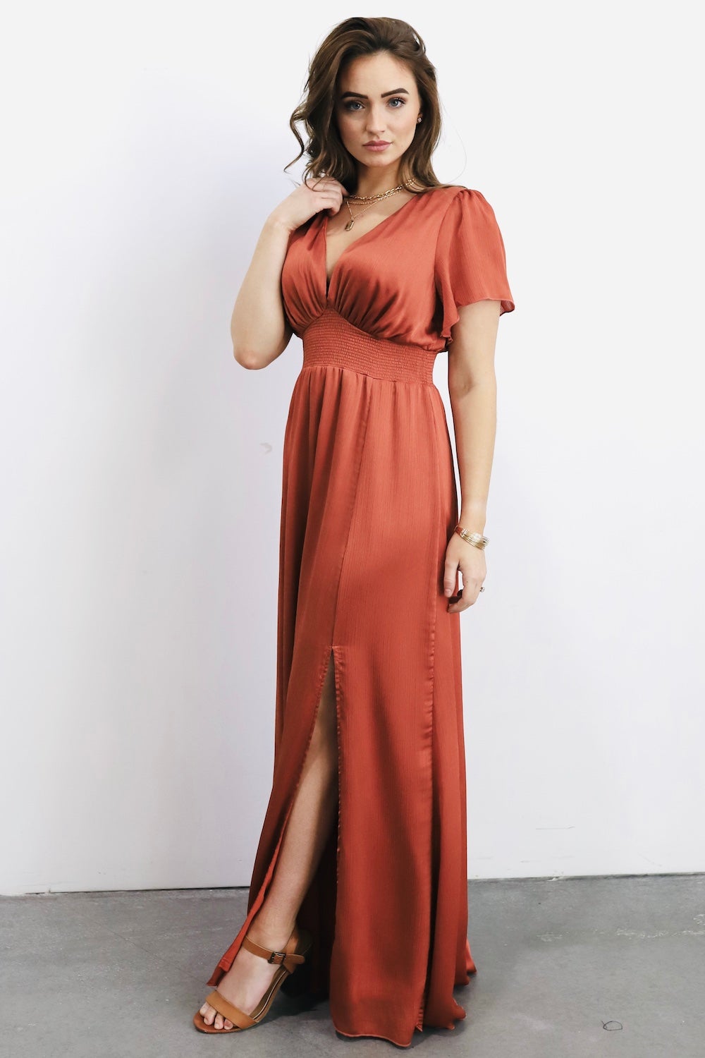 Prague Satin Maxi Dress | Rust - Baltic Born