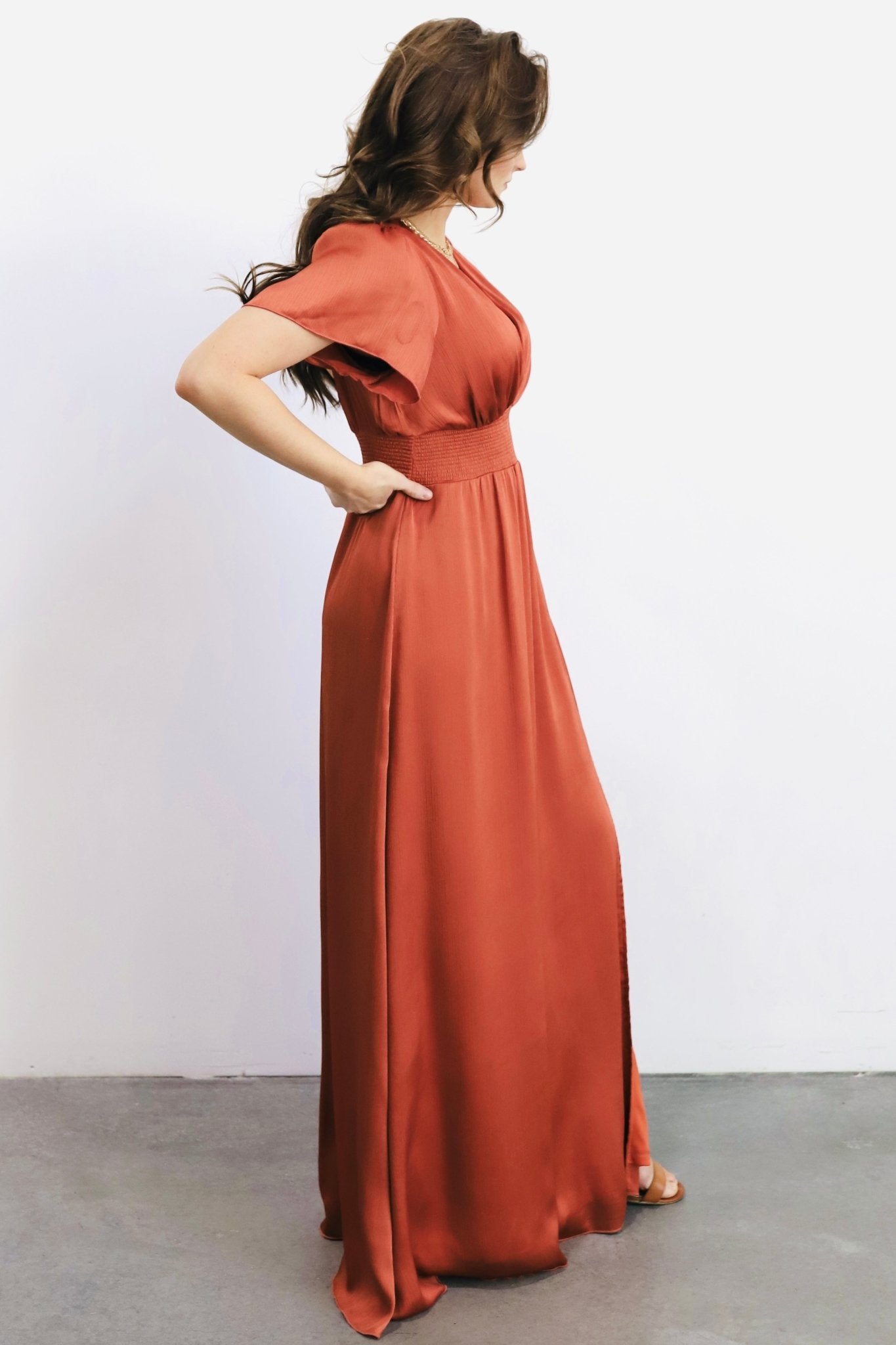 Prague Satin Maxi Dress | Rust - Baltic Born