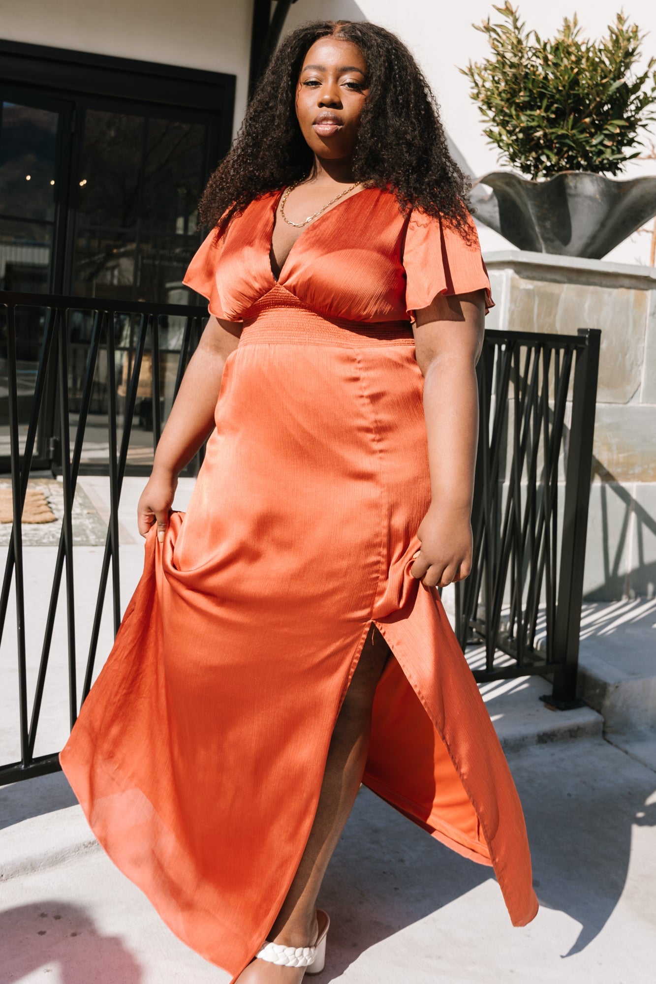 Prague Satin Maxi Dress | Rust - Baltic Born