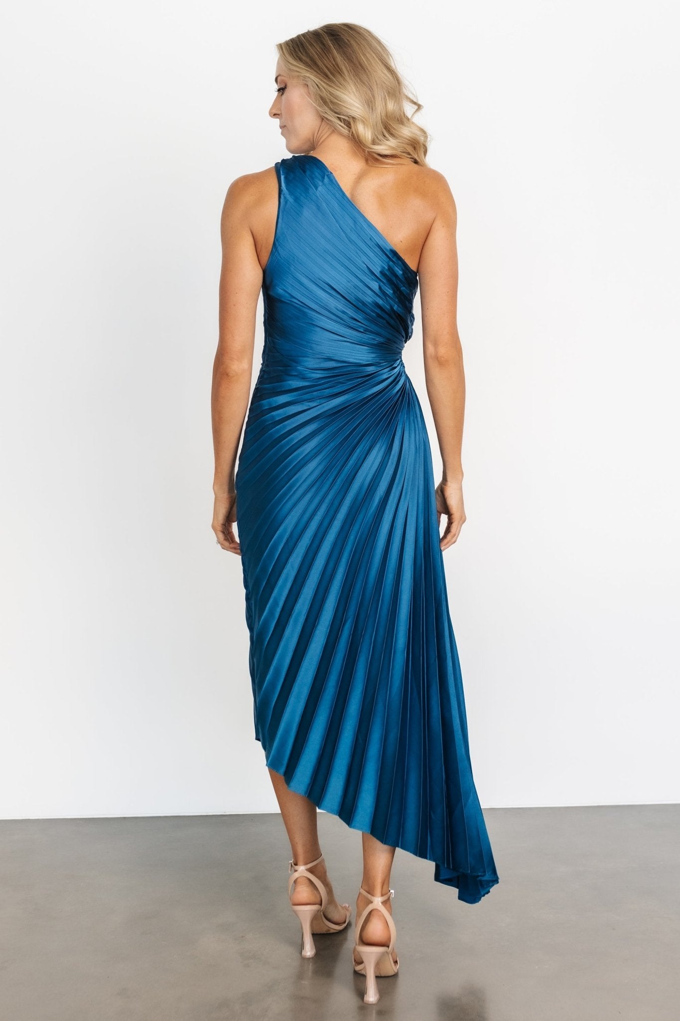 Presley One Shoulder Pleated Dress | Sapphire - Baltic Born