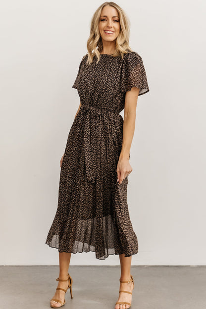 Prim Pleated Dress | Black Print - Baltic Born