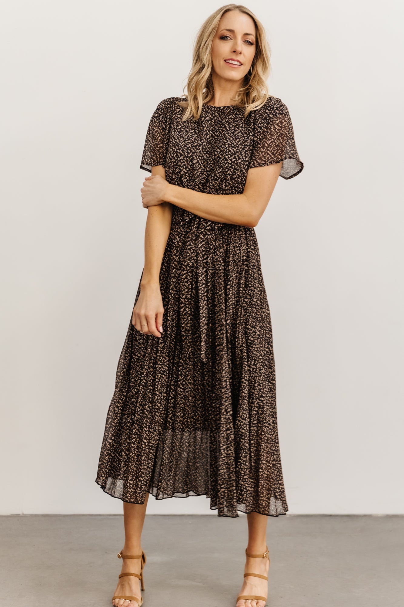 Prim Pleated Dress | Black Print - Baltic Born